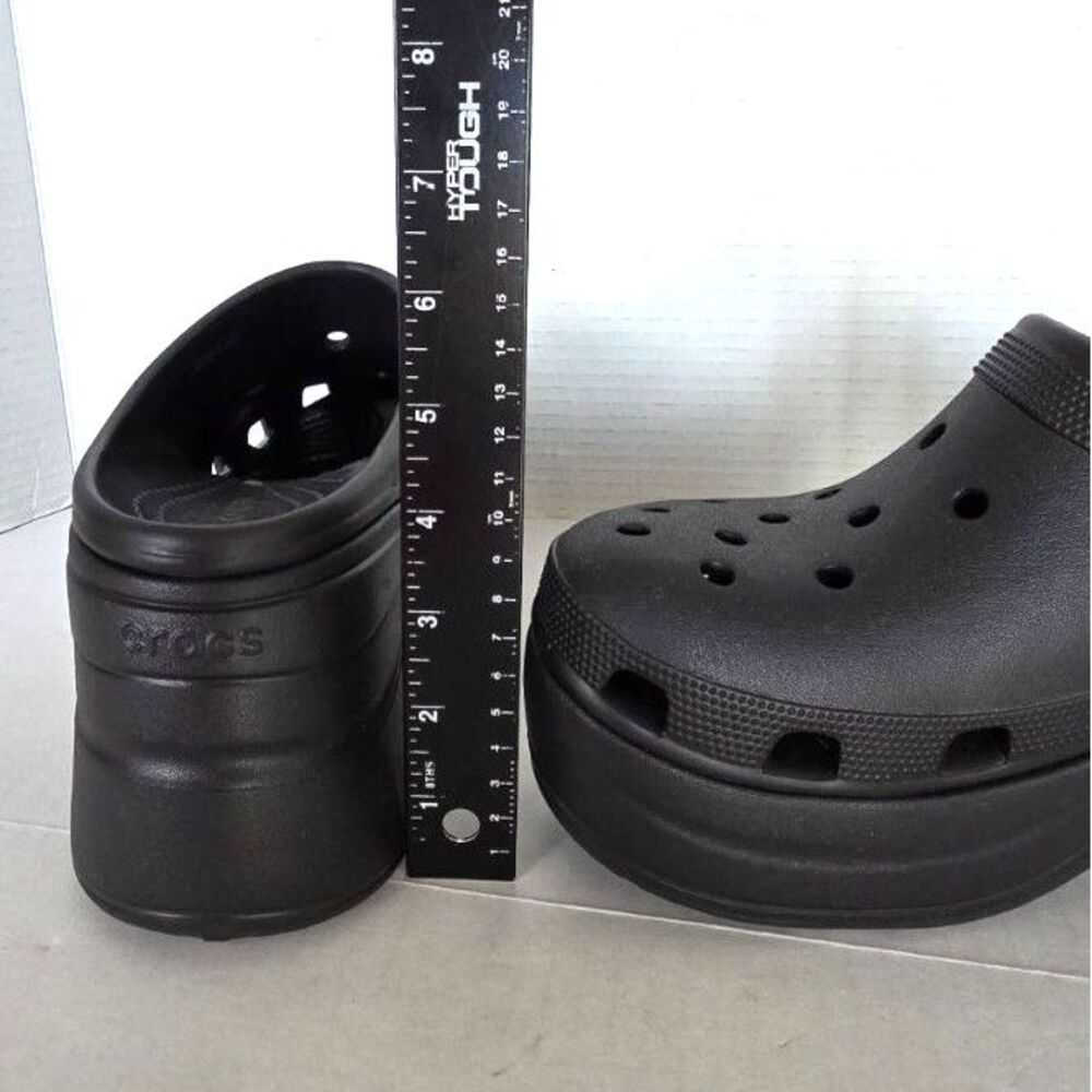 Crocs Siren Black Goth Platform Heel Clogs Sz 11 Like New - Picture 10 of 10